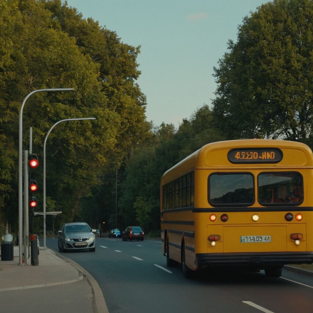 Wie verhalten Sie sich, wenn ein Bus an einer Haltestelle hält und Warnblinklicht ist?