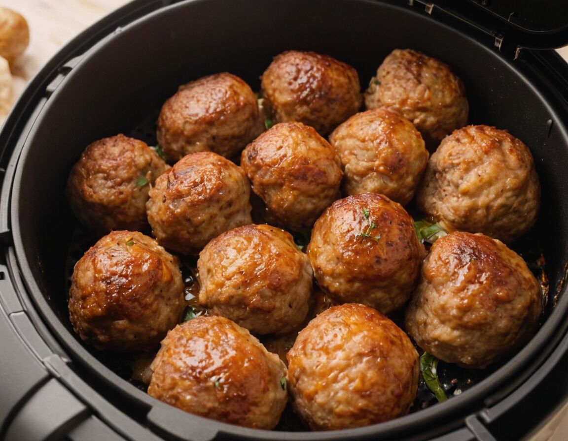 Vorgeheizte Heißluftfritteuse auf 180 Grad einstellen   - Frikadellen in der Heißluftfritteuse: Knusprig und fettarm zubereiten
