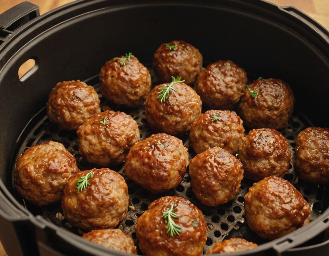 Frikadellen gleichmäßig in den Korb legen   - Frikadellen in der Heißluftfritteuse: Knusprig und fettarm zubereiten
