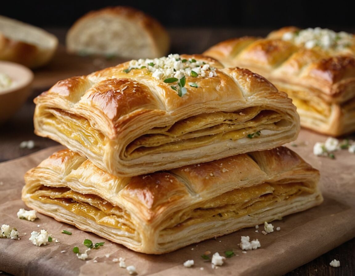 Reibekäse oder Feta großzügig darüber streuen   - Schnelles Rezept mit Blätterteig herzhaft: Genuss im Handumdrehen
