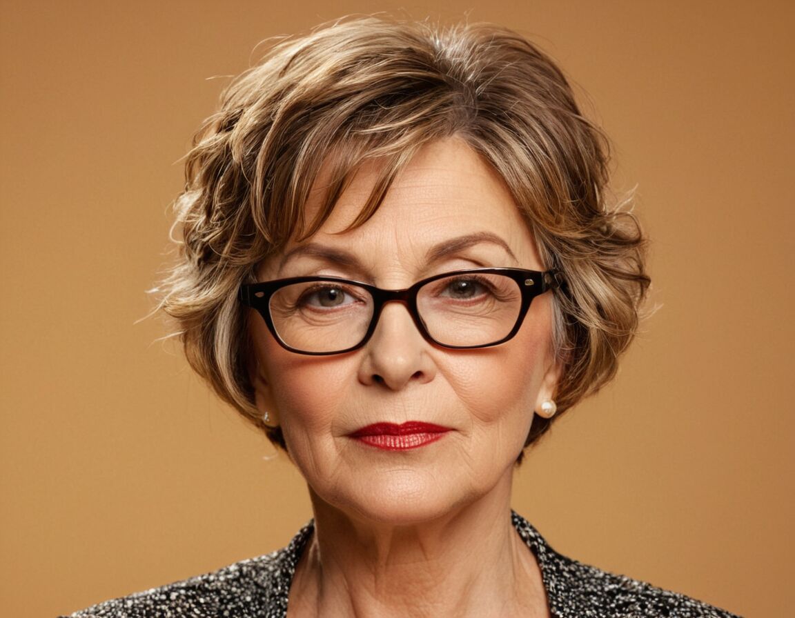 Fransiger Garçon-Schnitt in Kombination mit Statement-Brille   - Mit Brille Kurzhaarfrisuren ab 60 die jünger machen – Inspiration & Trends