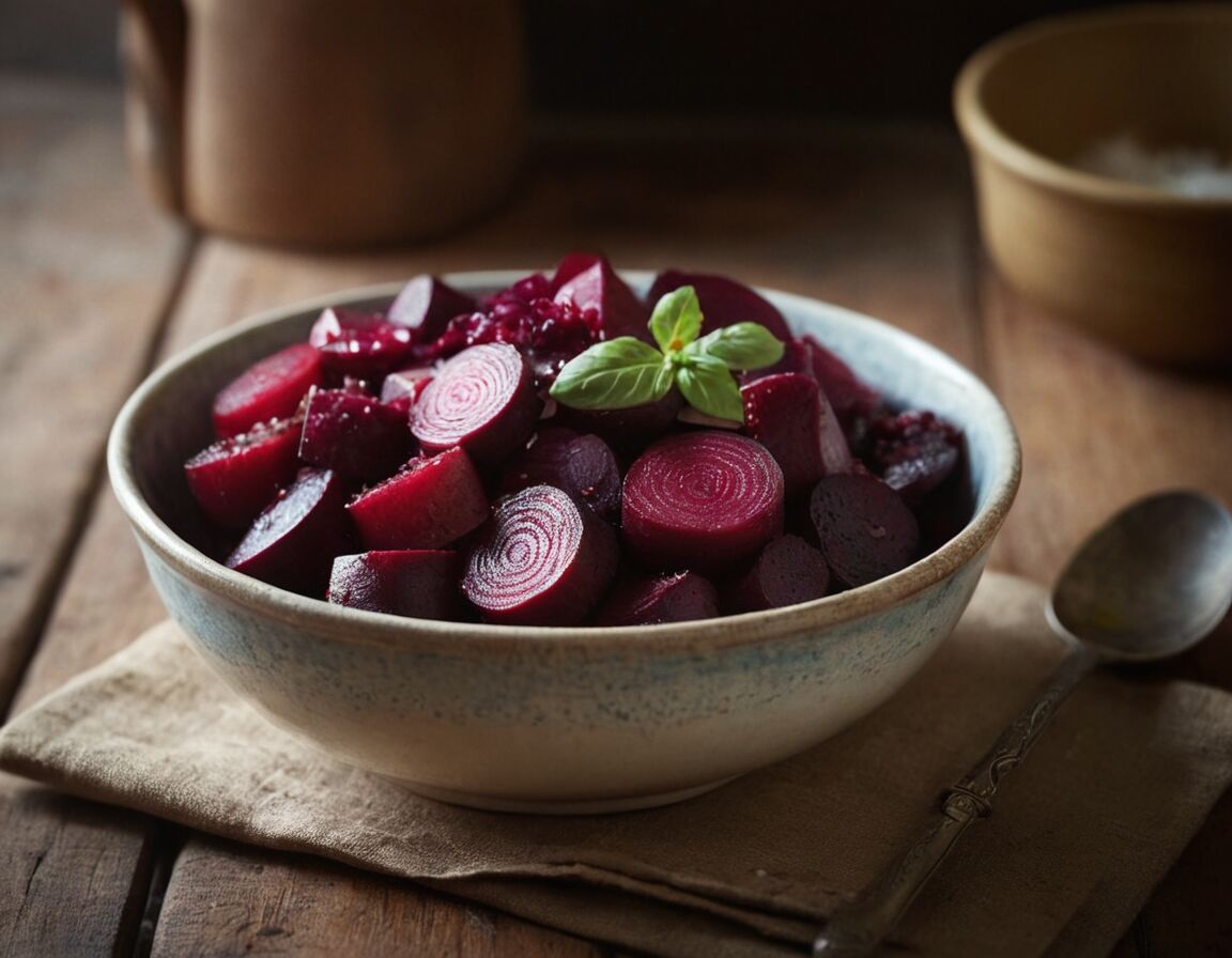 Essig, Öl, Zucker, Salz verrühren   - Rote Bete Salat nach Omas Art: Klassisches Rezept, einfach erklärt