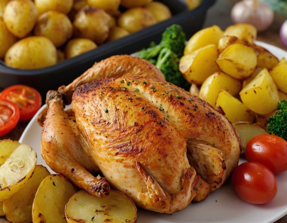 Beliebte Beilagen wie Ofenkartoffeln und Gemüse   - Hähnchen in der Heißluftfritteuse: Knusprige Rezepte ohne viel Fett