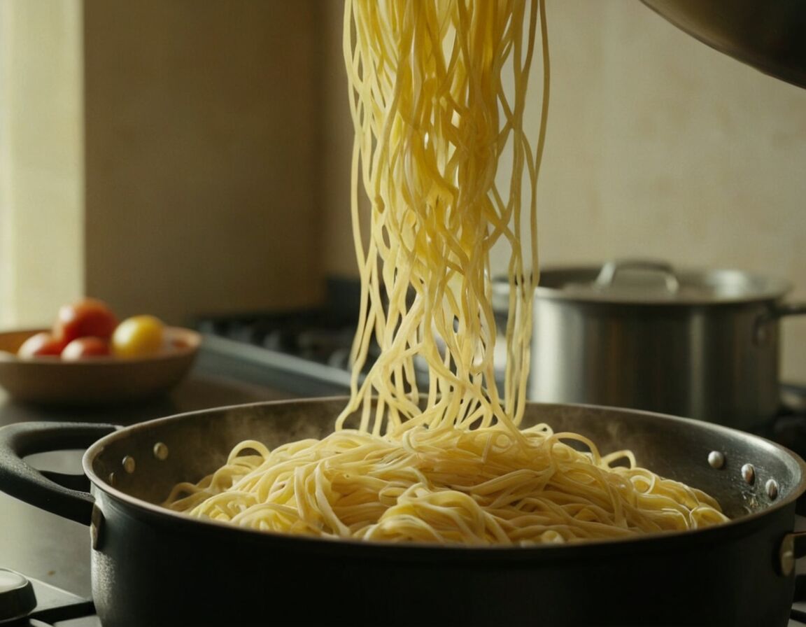 Nudeln abgießen, aber etwas Nudelwasser auffangen   - Wie kocht man Nudeln? Perfekter Pasta-Genuss leicht gemacht
