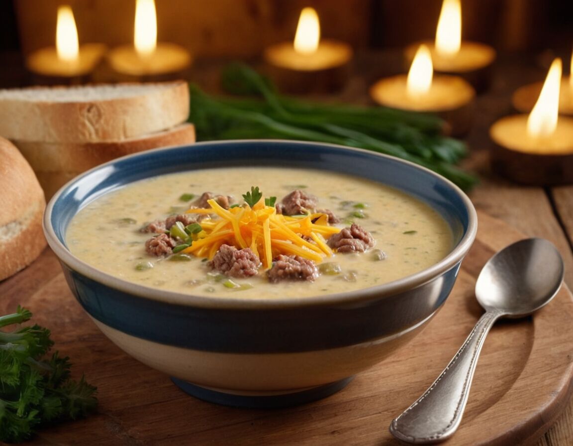 Alles cremig einkochen lassen   - Hackfleisch Käse Lauch Suppe – Das beliebte Rezept schnell und einfach